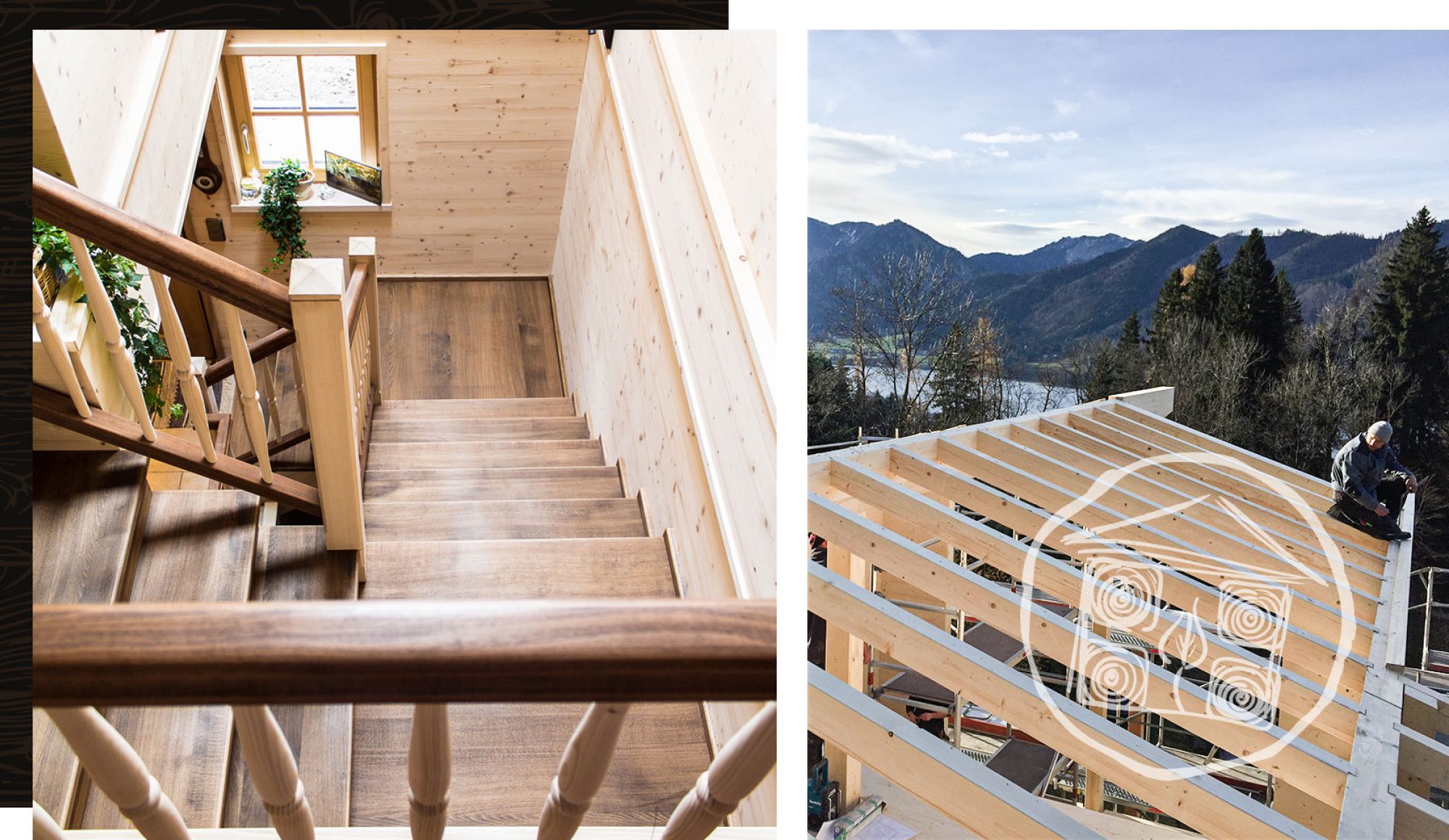 Innenausbau und Dachstuhl von Holzhäusern in Oberbayern